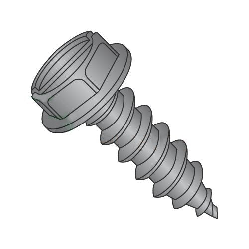 #14 x 3/4' Type AB Self-Tapping Screws/Slotted/Hex Washer Head/Steel/Black Zinc (Carton: 3,000 pcs)