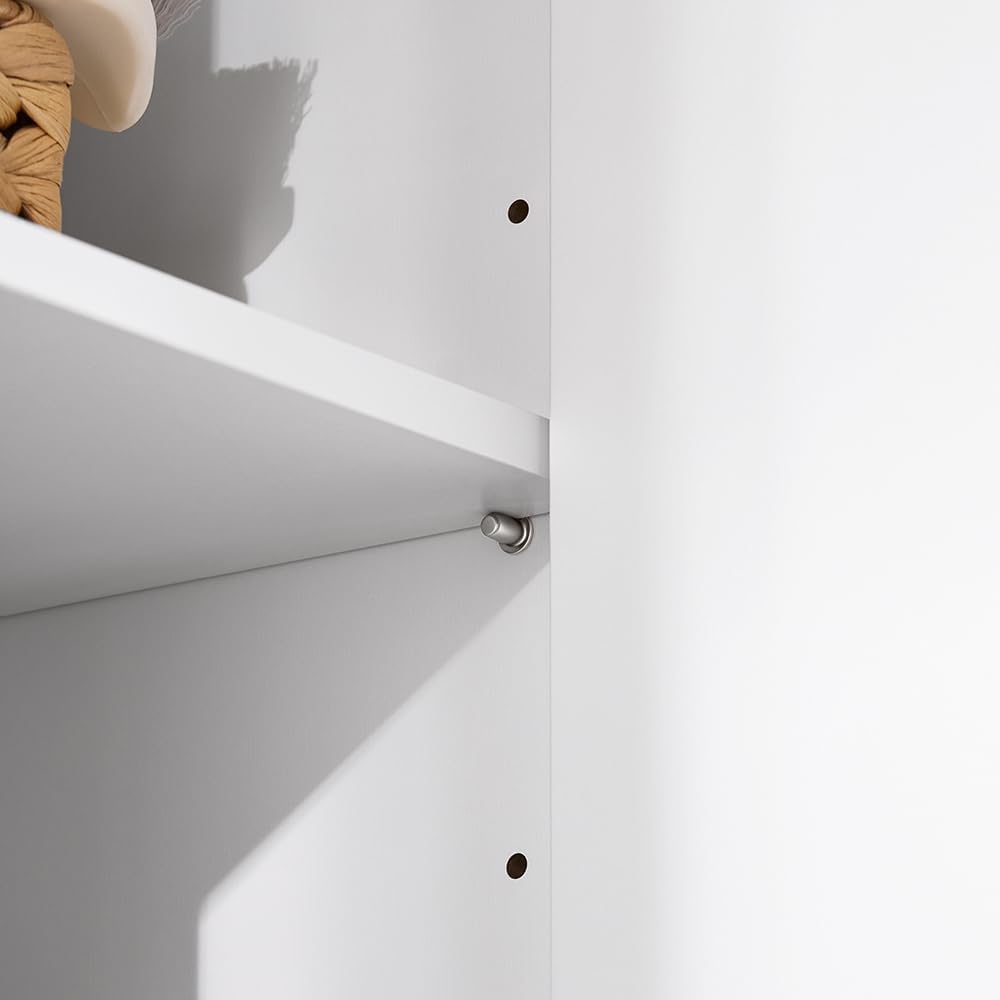 SoBuy Double Tilt Out Laundry Hamper Cabinet, Tall Bathroom Storage Cabinet with Adjustable Shelves and Hidden Pull Out Basket, Freestanding Storage Organizer for Laundry Room, White SO2-BZR150-W