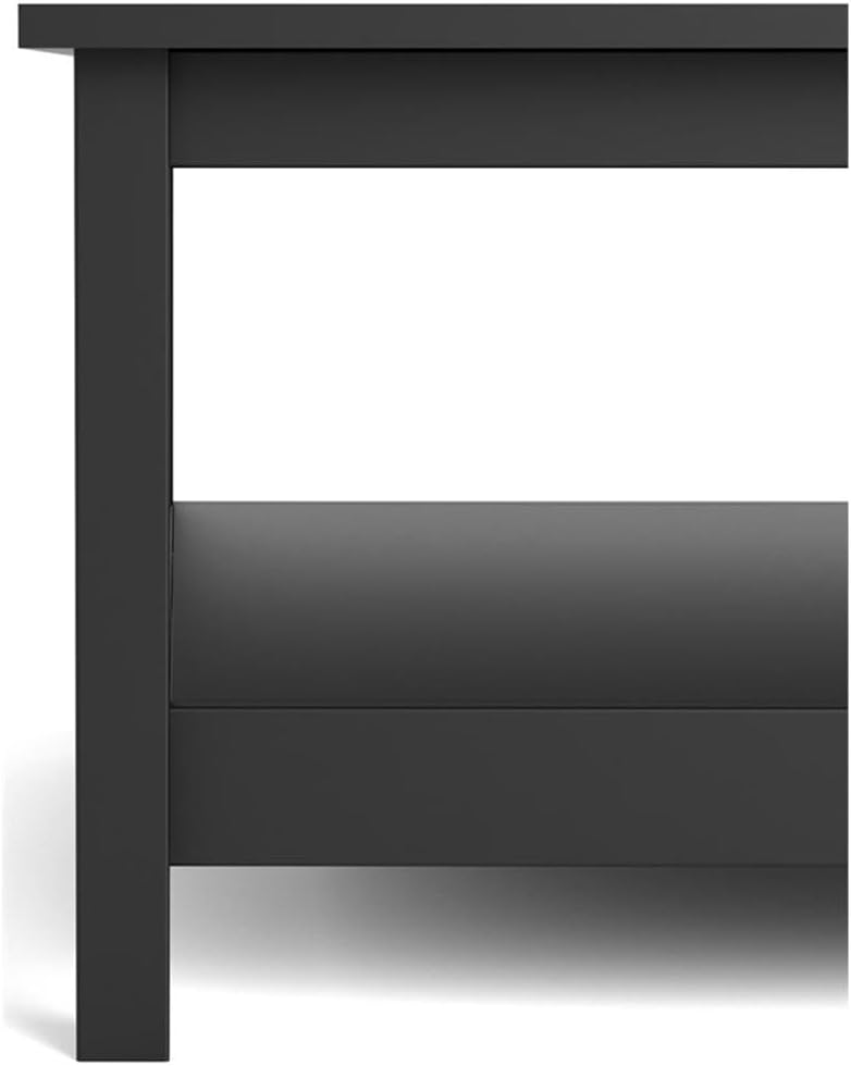 Pemberly Row Coffee Table, Black Matte Finish, Engineered Wood, 31.89' W x 31.89' D x 17.72' H, Modern-Traditional Style, Fixed Shelf, Living Room or Office Table for Storage and Display