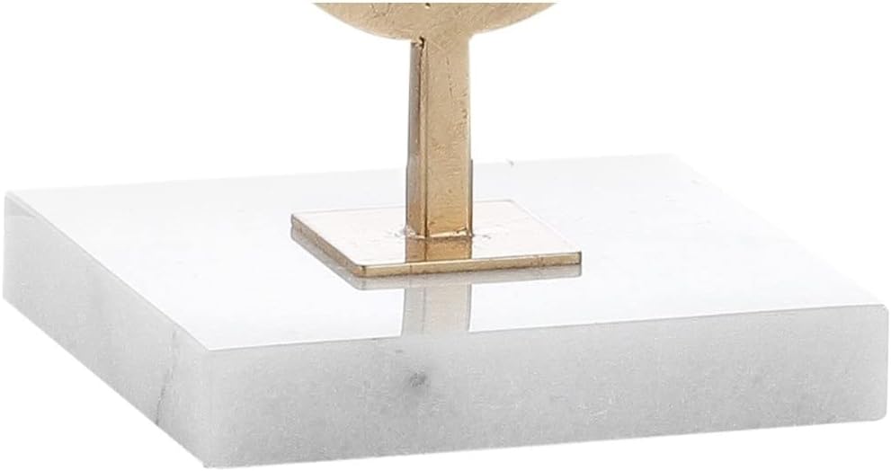 JONATHAN Y 31' Gold Modern Quatrefoil LED Table Lamp, Contemporary Metal Iron Lamp with White Marble Base and Linen Drum Shade for Living Room Bedroom, LED Bulb Included JYL3026A