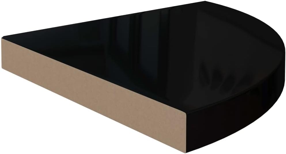 High Gloss Black Floating Corner Shelf Set 4 Pack Triangular Honeycomb MDF Wall Mount Shelves 13.8 x 13.8 x 1.5 Inches Holds 11 lbs for Living Room Bedroom Office