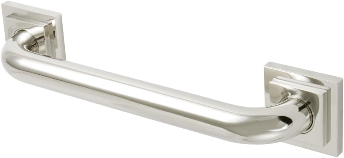 Kingston Brass DR614126 Claremont 12-Inch x 1-1/4-Inch O.D. Brass Decorative Grab Bar in Polished Nickel