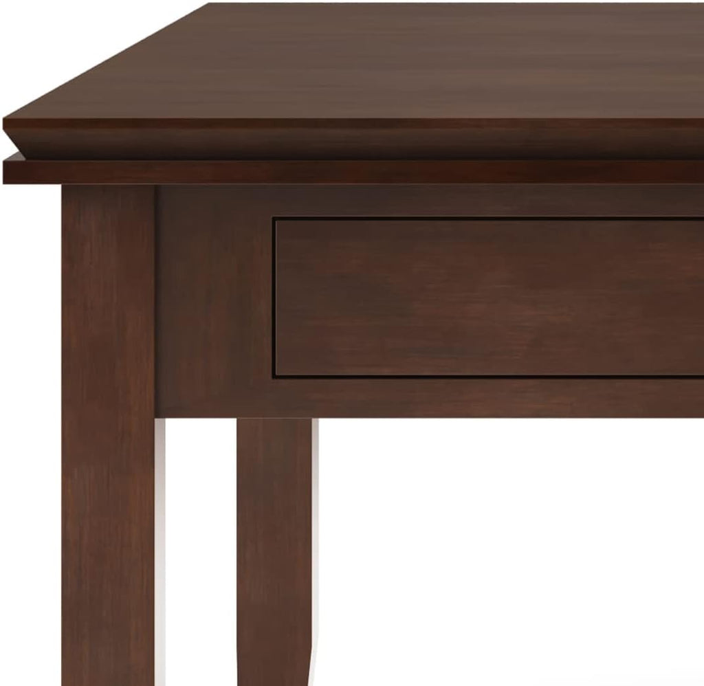 SIMPLIHOME Artisan Square Coffee Table - 36 inch Wide Solid Wood Transitional Cocktail Table in Russet Brown, Classic Living Room Table with Slatted Open Shelf and Contemporary Framed Top Design