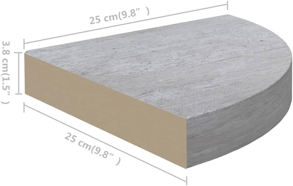 Wall Corner Shelf Concrete Grey Honeycomb MDF, Small Triangular Floating Ledge for Living Room, Bedroom, Bathroom Decor Display, 11 lbs Capacity