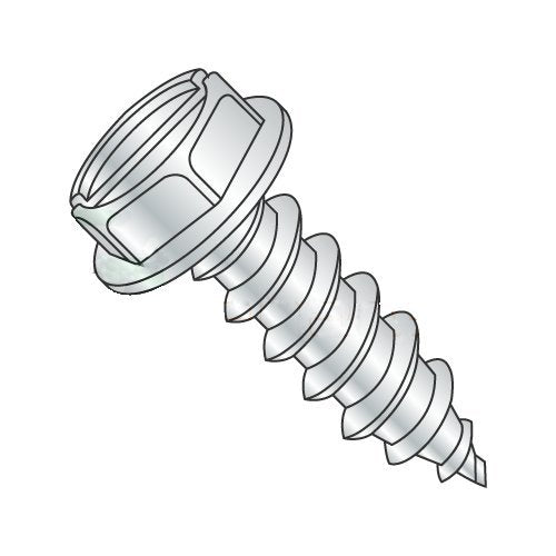 #14 x 3/4' Type AB Self-Tapping Screws/Slotted/Hex Washer Head/Steel/Zinc (Carton: 3,000 pcs)