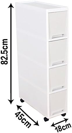 Narrow Slim Rolling Storage Cart and Organizer, 7.1 inches Kitchen Storage Cabinet Beside Fridge Small Plastic Rolling Shelf with Drawers for Bathroom