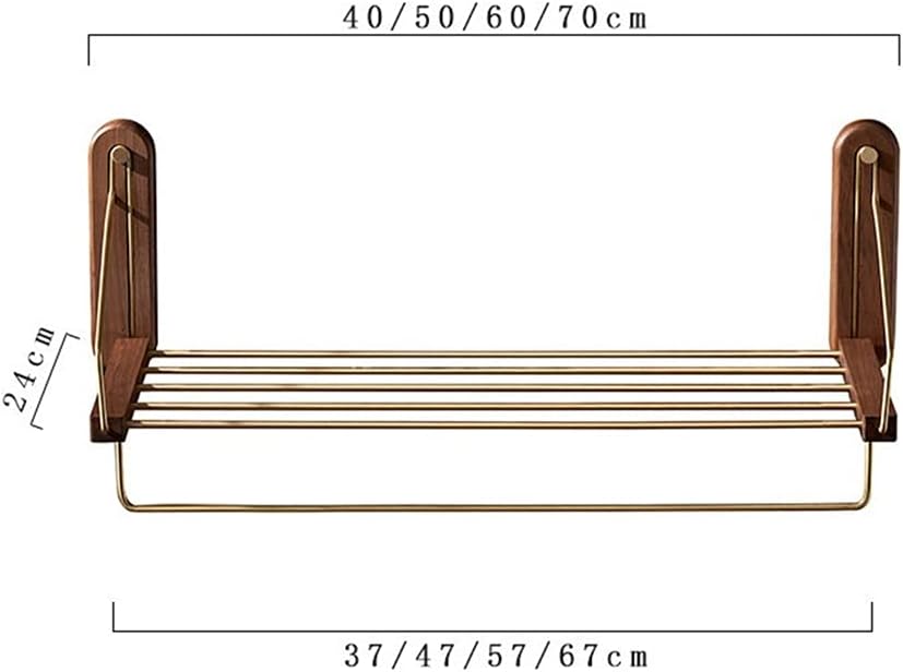 LSLYTQ Towel Rail Rack Towel Rack, Bathroom Towel Holder, Bathroom Shelf, Wall-Mounted Brass Storage Rack, Perforated Solid Wood Towel Bar for Bathroom Kitchen