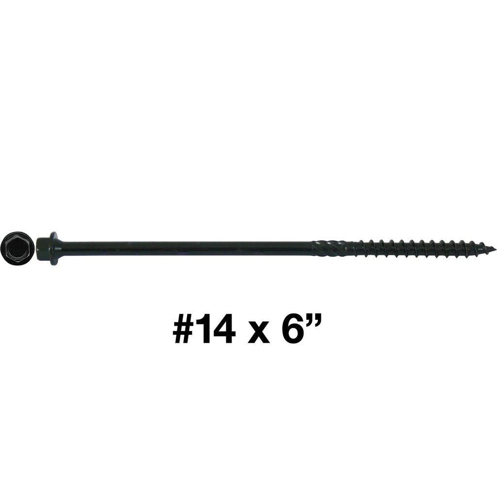 Jake Sales #14 X 6 Heavy Duty Black Timber/Log/Landscaping Wood Screws - Exterior Coated Heavy Duty Screws. 9 x 5 Pound Boxes - ~846 Screws