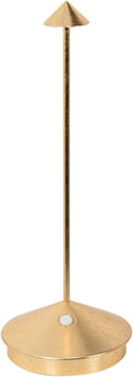 Zafferano, Pina Pro Lamp with Gold Leaf, Rechargeable Cordless Table Lamp with Touch Controls, Usable as an Indoor Lamp, Dimmer, 2200-3000 K, Height 11.4 Inches