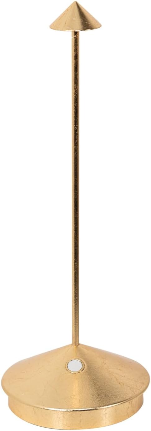 Zafferano, Pina Pro Lamp with Gold Leaf, Rechargeable Cordless Table Lamp with Touch Controls, Usable as an Indoor Lamp, Dimmer, 2200-3000 K, Height 11.4 Inches