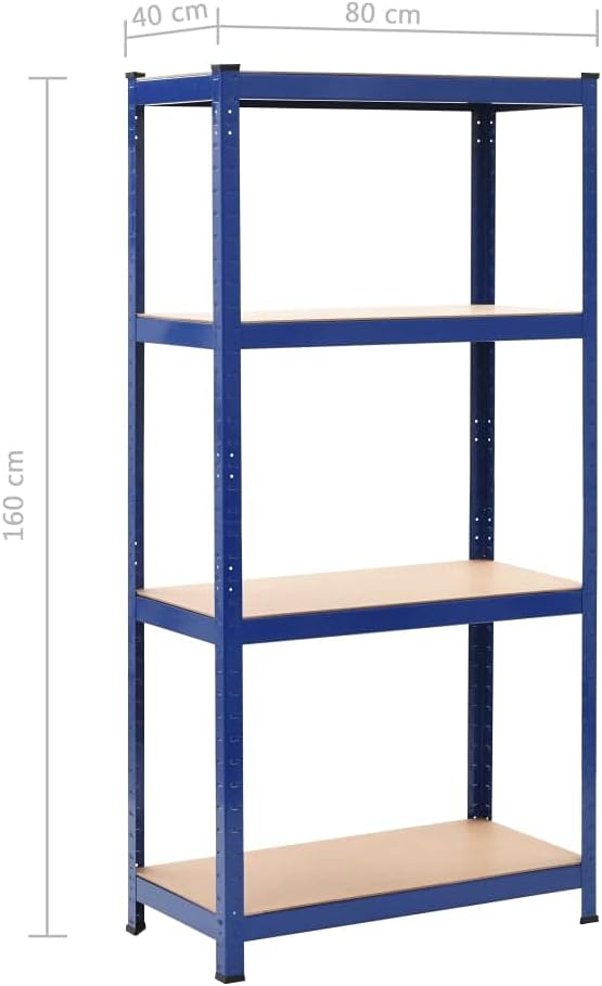 5-Layer Corner Shelf Industrial Racks Organizer for Living Room Garage Storage Racks Suitable for bedrooms, Living Rooms and Offices Silver Steel&Engineered Wood (Blue 31.5' x 15.7