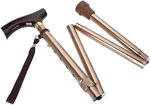Walking Stick Walkers for Seniors Foldable Walking for Men, Women,Wooden Handle Foldable Elderly Safety Walking Stick Guide Blind Crutch Bronze Folding rollator Walker, Durable Mobility