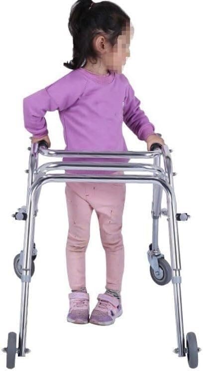 Folding Walker Walking Frame Adjustable Height Walker for Kids Cerebral Palsy Disability Rehabilitation Auxiliary Walking Frame (Size : Large)