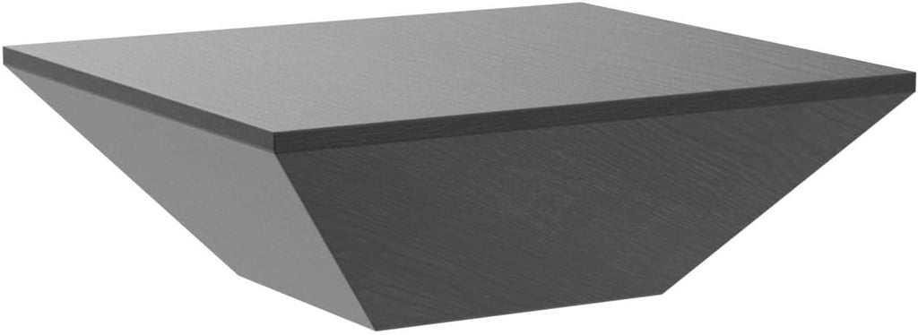 POVISON Modern Coffee Tables for Living Room, Square Coffee Table with Storage, Wood Coffee Table with Drawers, 39.4' Black Trapezoidal Living Room Tables for Home Office, Fully Assembled