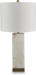 Signature Design by Ashley Linderfield Contemporary Metal Table Lamp with 3-Way Switch, White & Metallic