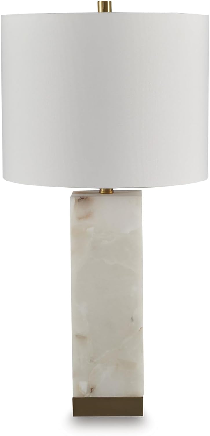 Signature Design by Ashley Linderfield Contemporary Metal Table Lamp with 3-Way Switch, White & Metallic
