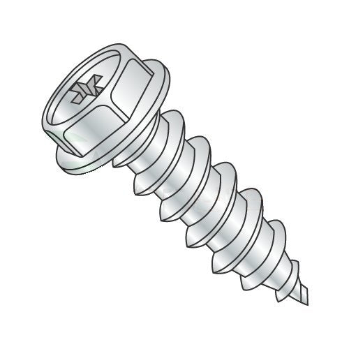 #14 x 3/4' Type AB Self-Tapping Screws/Phillips/Hex Washer Head/Steel/Zinc (Carton: 3,000 pcs)