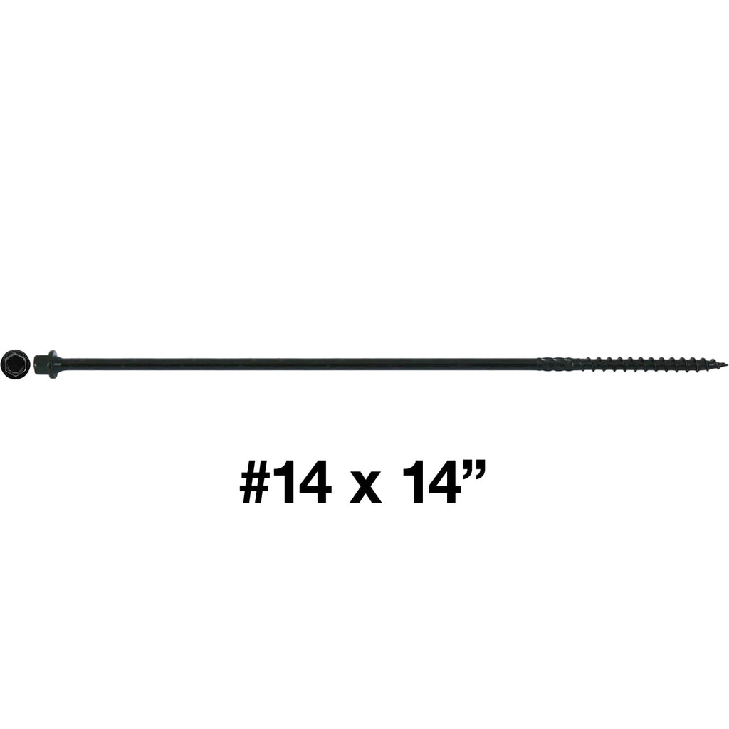 Jake Sales #14 X 14 Heavy Duty Black Timber/Log/Landscaping Wood Screws - Exterior Coated Heavy Duty Screws. 10 x 50 Count Boxes - 200 Screws