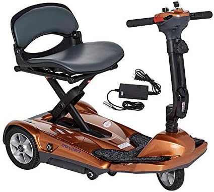 Transport S19M EZ(Easy Move) Fold Manual Folding Electric Mobility Scooter for Adults Seniors Handicaped Lightweight Mobility Travel Scooter, 11.5 Ah Li Battery Pack, Penny Copper