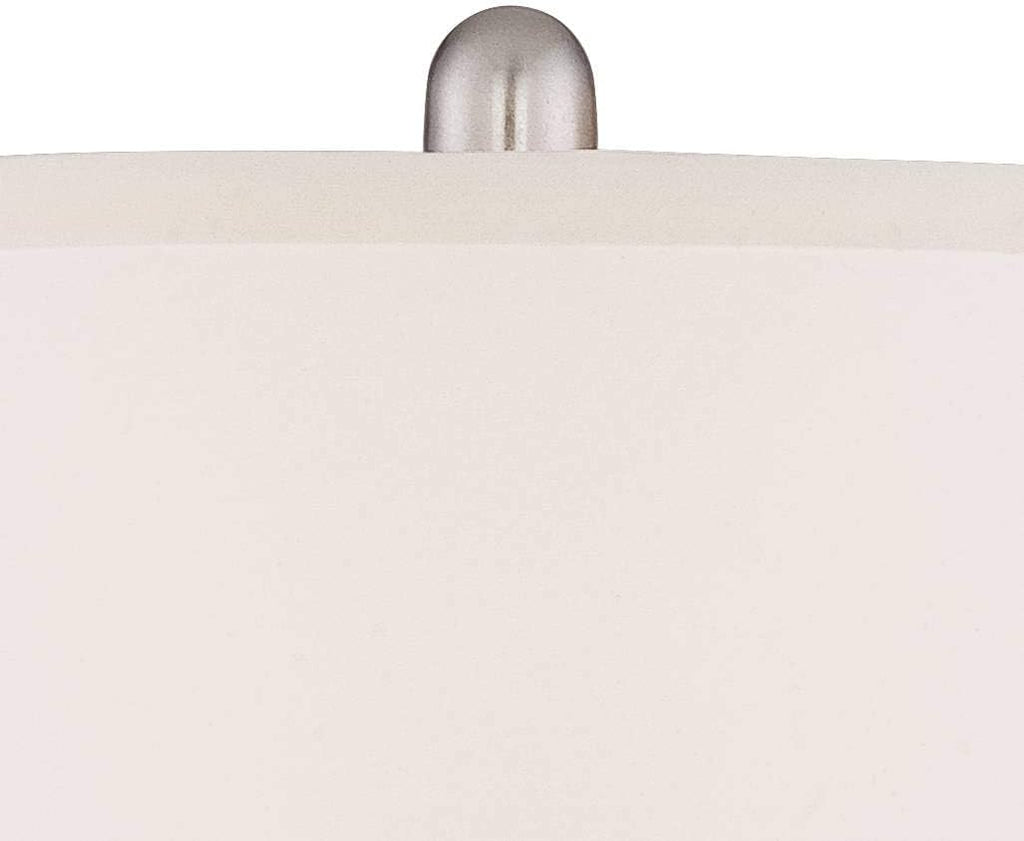 Regency Hill Blair Traditional 3-Way Table Lamps 25' Tall Set of 2 with Dimmers Brushed Nickel Metal Candlestick White Fabric Drum Shade for Bedroom Living Room House Bedside
