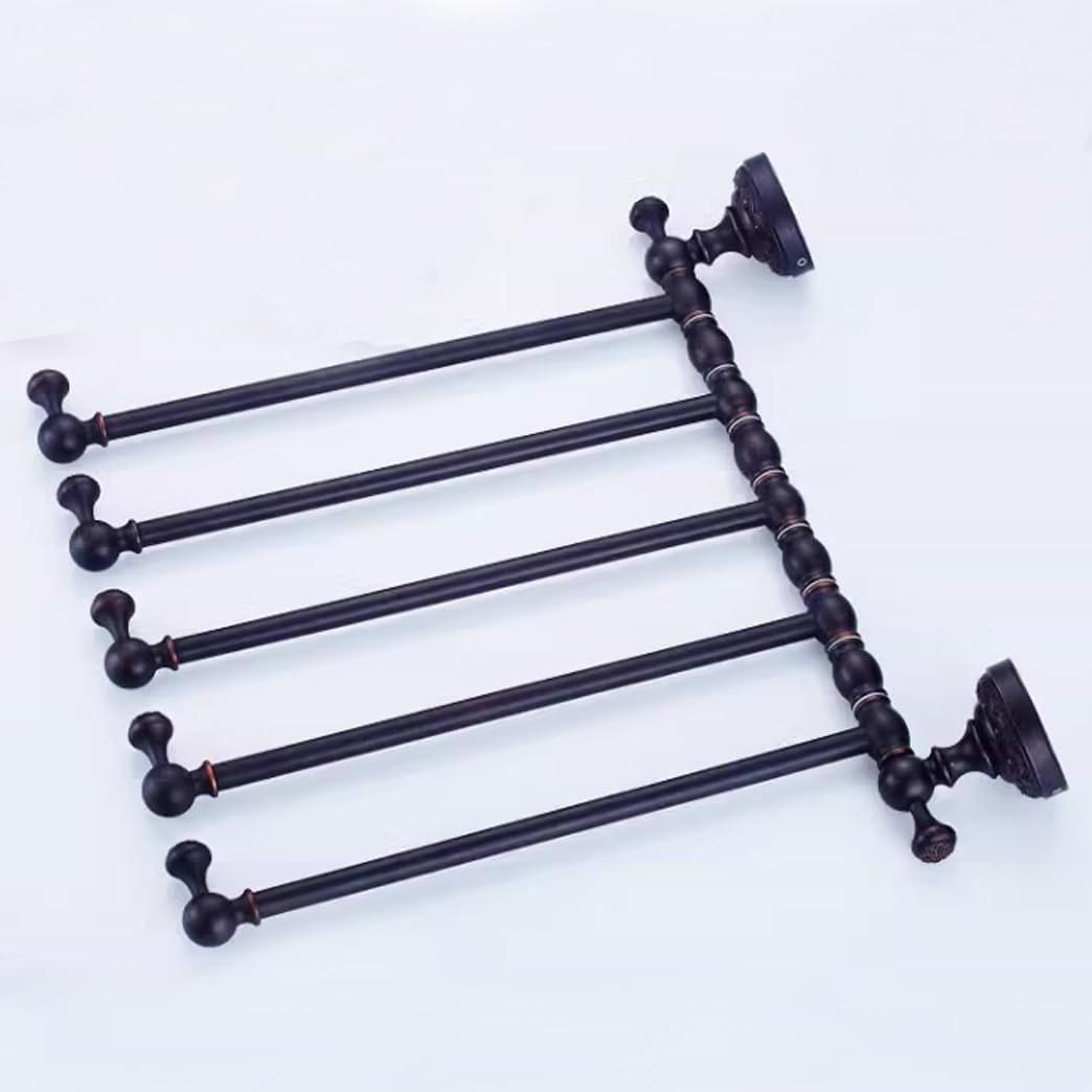 ZHOUXIAO Oil Rubbed Bronze Swing Out Towel Bar Holder/Brass Swivel Multiple Towel Rack for Bathroom or Kitchen, Towel Bar Folding Arm Swivel Hanger Bathroom Storage Wall Moun F