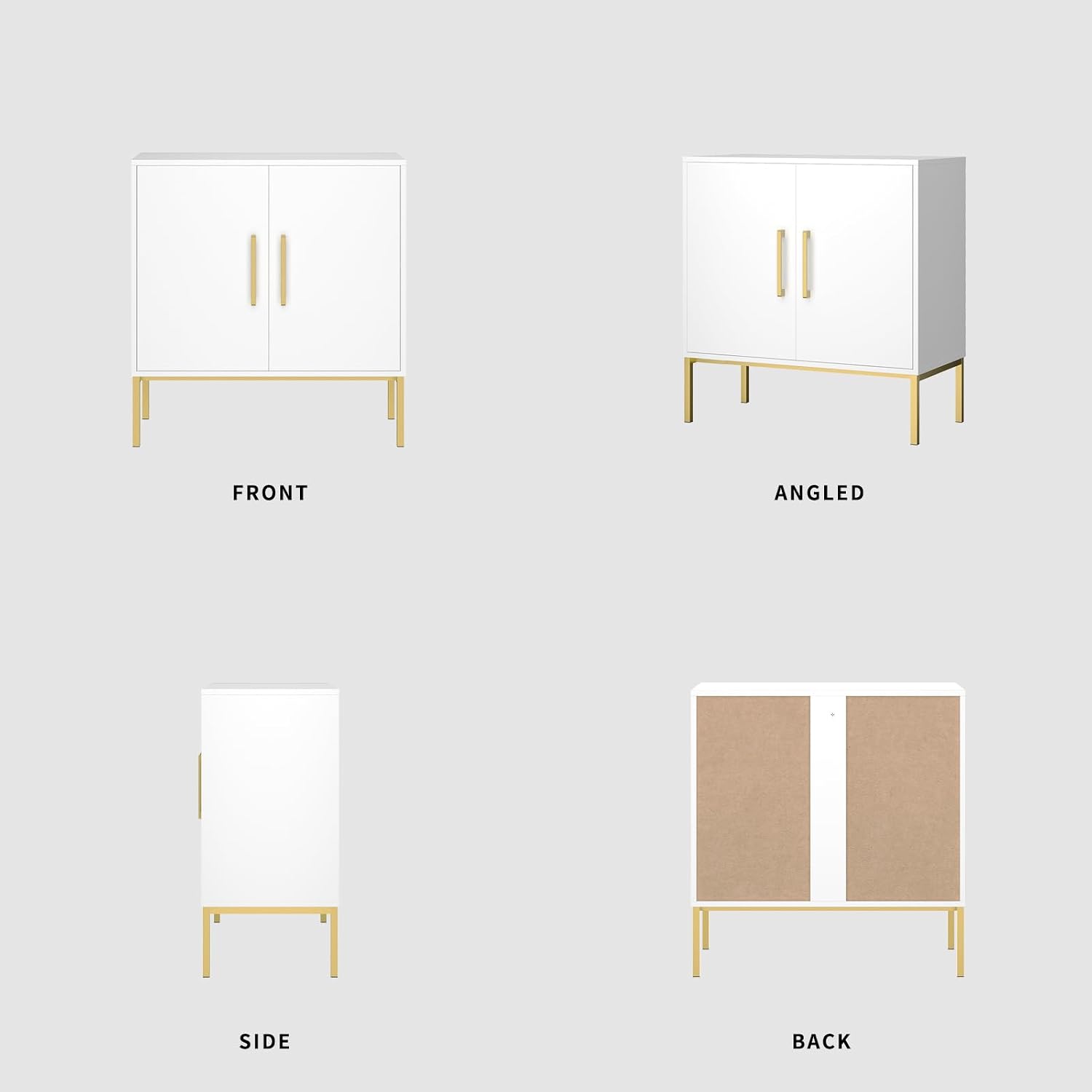 LYNSOM Storage Cabinet with Doors, Set of 2, Modern Buffet Cabinet with Storage, Kitchen Sideboard Buffet, White Wood Accent Cabinet for Living Room, Bedroom, Hallway, Entryway, Office, White