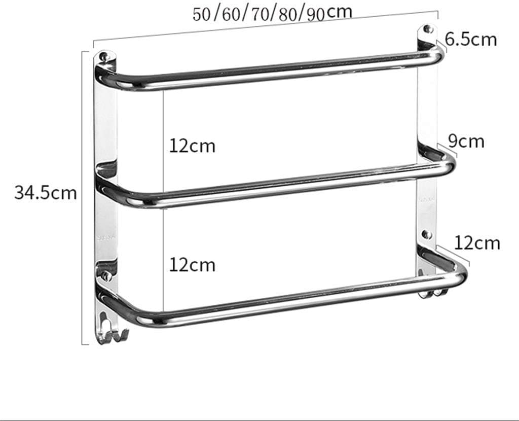 Double-Layer Yellow Multifunctional Wall-Mounted Towel Rack with Brass and Solid Wood Nail-Free Glue Installation-Length 60CM Wall Mounted Towel Bar Hanging for Kitchen Bathroom Cupboard (90cm)