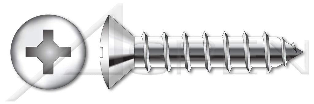 (1000 pcs) #14 X 3/4', Self-Tapping Sheet Metal Screws, Type A, Oval Phillips Drive, Stainless Steel
