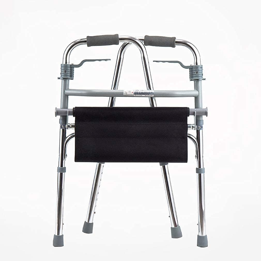 Folding Elderly Walker Lightweight Aluminum Alloy Walking Frame Daily Living Aid with Seat and Folding Handle Transport Chair
