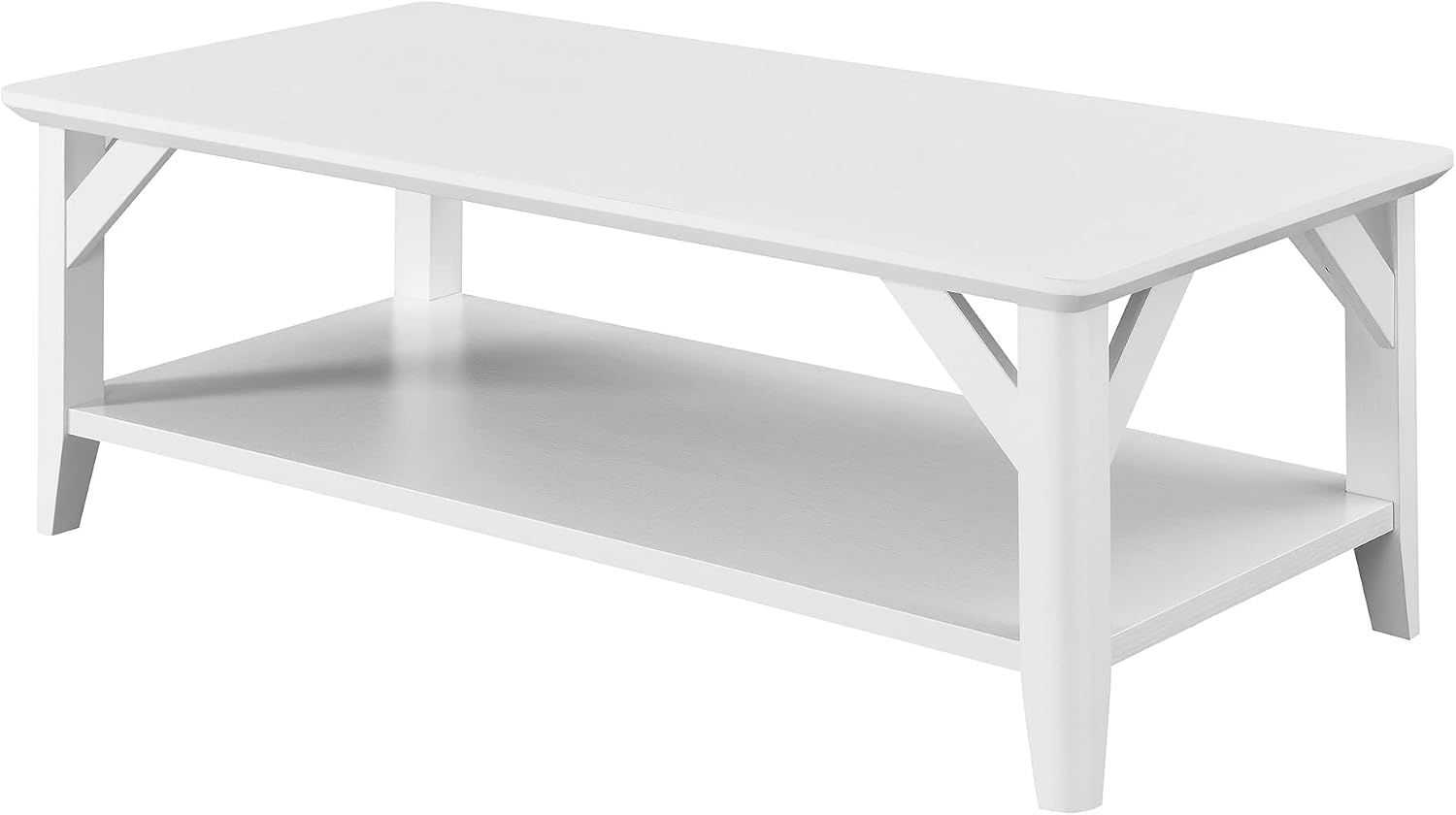 Convenience Concepts Winston Coffee Table 47.25' - Modern Center Room Accent with Storage Shelf for Transitional, Traditional Living & Family Room, White