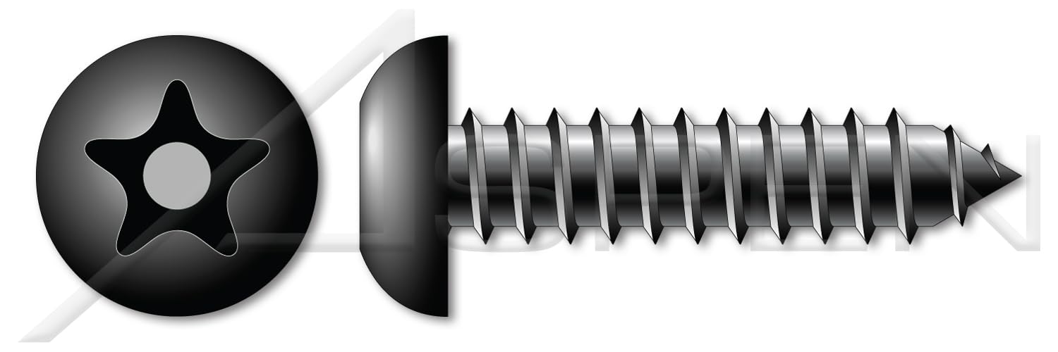 (1000 pcs) #14 X 3/4', Self-Tapping Sheet Metal Screws, Button Head Tamper-Resistant Torx Plus(r) Pin Drive, Type AB, Steel, Black Oxide