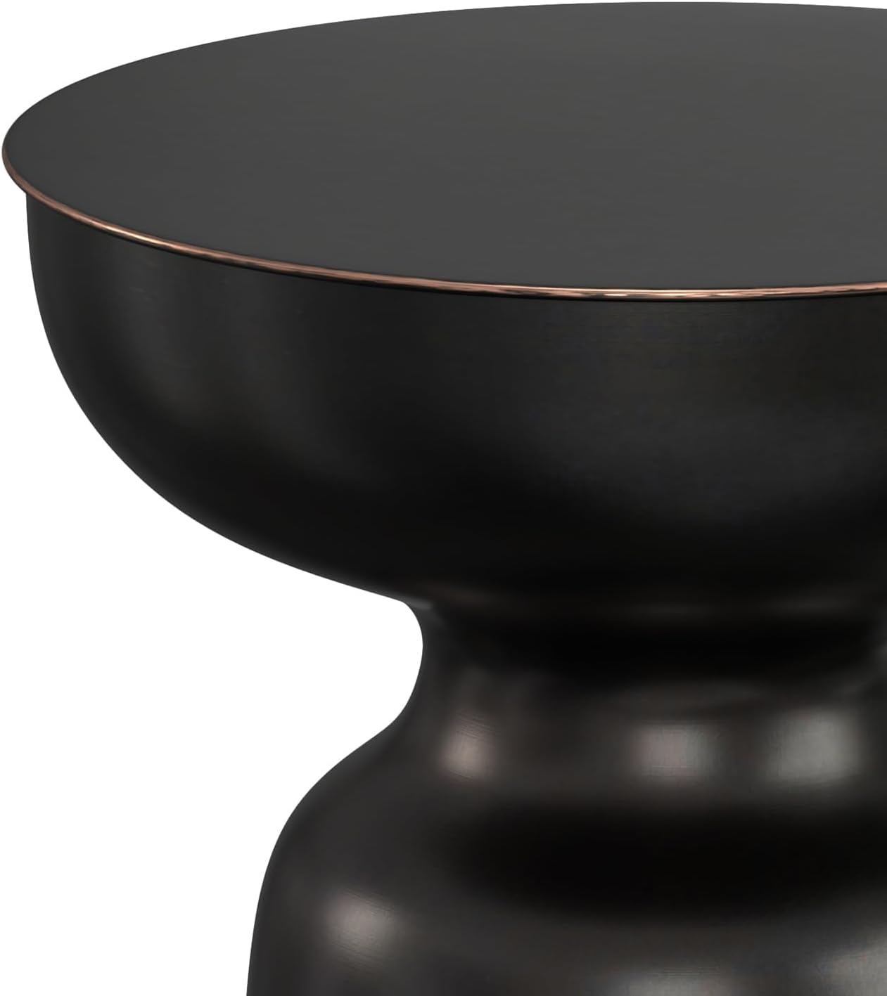 SIMPLIHOME Toby Metal Table - 18 inch Wide Solid Iron Drum Accent Table in Antique Copper, Industrial Side or End Table for Living Room, Bedroom or Entryway with Sculptural Design, Assembled