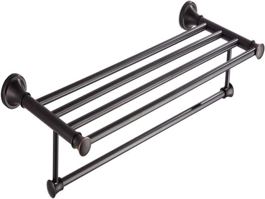 Towel Rails Solid Brass Towel Rack with Bar for Bathroom Shelf Wall Mounted, Oil Rubbed Bronze, 61.5 cm/Toilet Brush Set (Color : Towel Shelf)