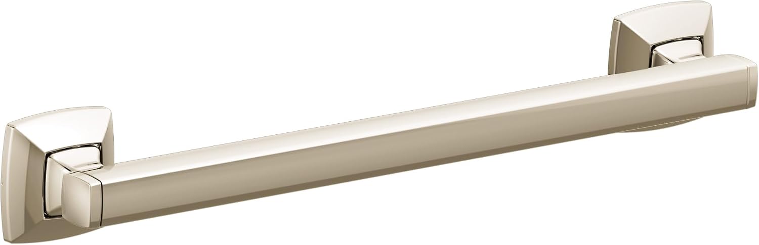 Moen YG5112NL Bathroom Safety 12-Inch Stainless Steel Transitional Bathroom Grab Bar, Polished Nickel