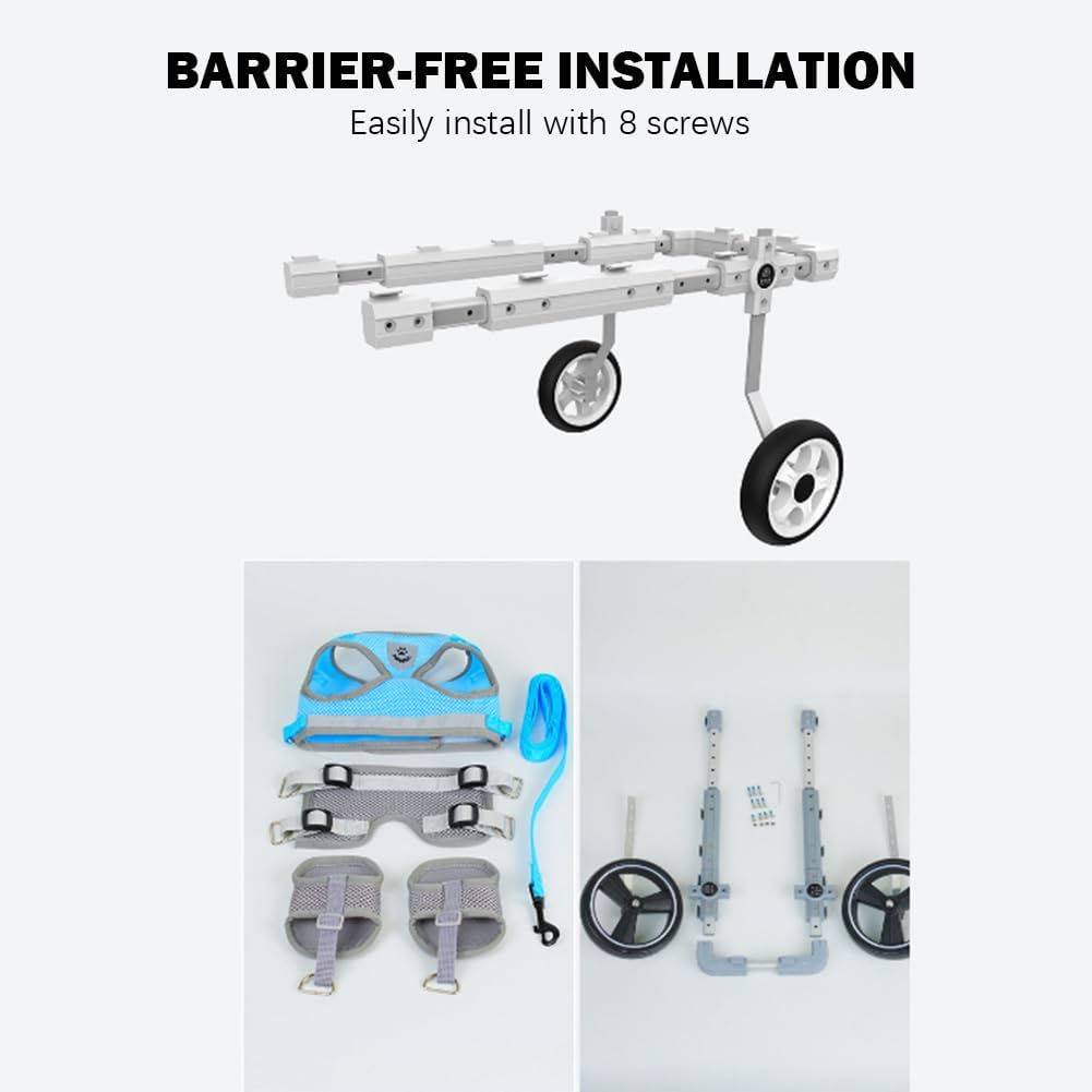 Dog Wheelchair Hind Leg Support, Hind Limb Disability Two-Wheeled Wheelchair, Elderly Dog Power Scooter, Soft Support, Easy Assembly,S