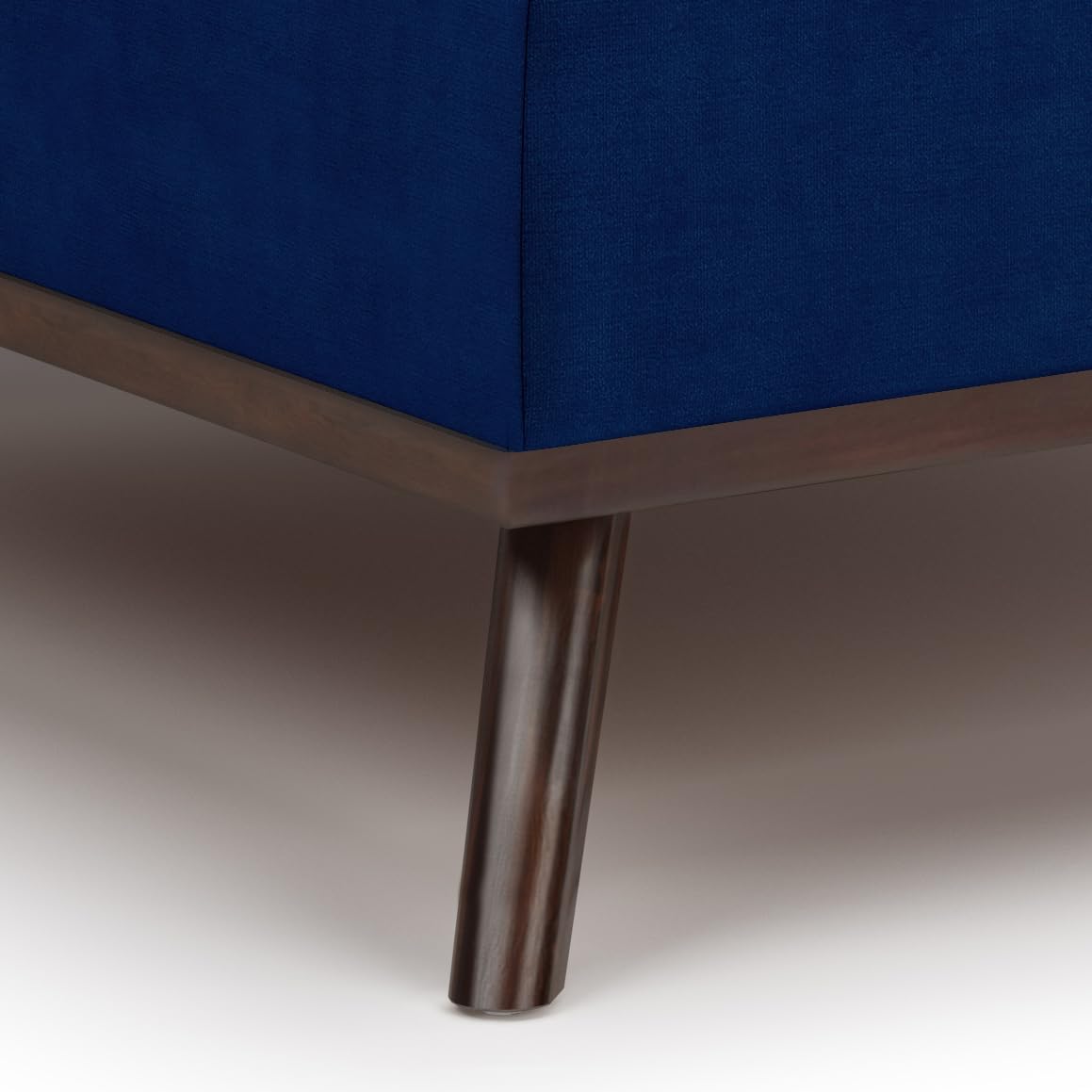 SIMPLIHOME Owen 36 inch Wide Mid Century Modern Square Coffee Table Storage Ottoman in Blue Velvet Fabric, Assembled, for the Living Room, Entryway and Family Room