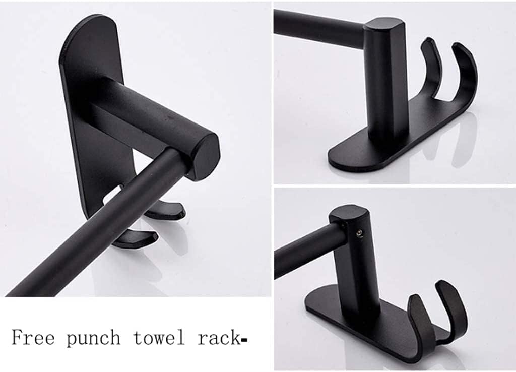 Black Wall-Mounted Towel Bar for Bathroom - Space Aluminum 3-Layer Towel Rack with Towel Rail - Stylish and Practical Towel Holder.