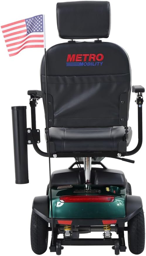 MAX Plus Emerald Outdoor Mobility Scooter - 16 Miles Range, Foldable Design, Anti-Tip Safety System, USB Charger & Cup Holder, 2 * 20AH Battery (300W Motor, 136kg Capacity) (Emerald + Metal)