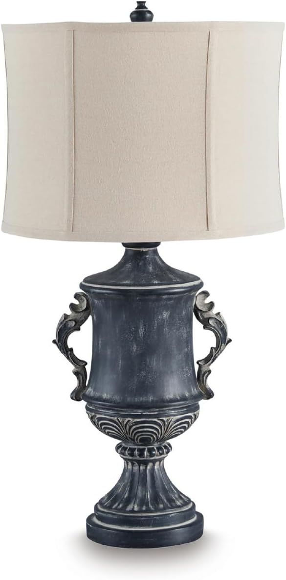 Signature Design by Ashley Morvanford Vintage Polyresin Table Lamp with 3-Way Switch, Black