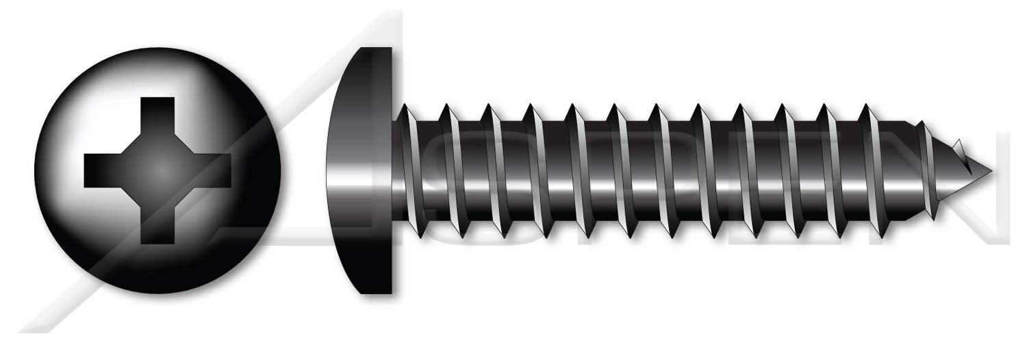 (3000 pcs) #14 X 3/4', Self-Tapping Sheet Metal Screws, Type AB, Pan Phillips Drive, Steel, Black Oxide