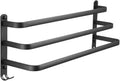 Matte Black Aluminum Wall-Mounted Double Towel Rail - Self-Adhesive Bathroom STO Rack Holder for Space-Saving nizat (80cm)