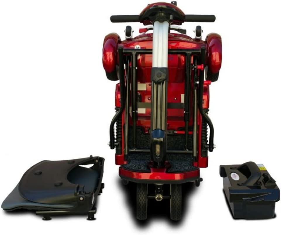 EV Rider Transport Folding Travel Electric Mobility Scooter Sealed Lead Acid Batteries (Without Armrests) Burgundy