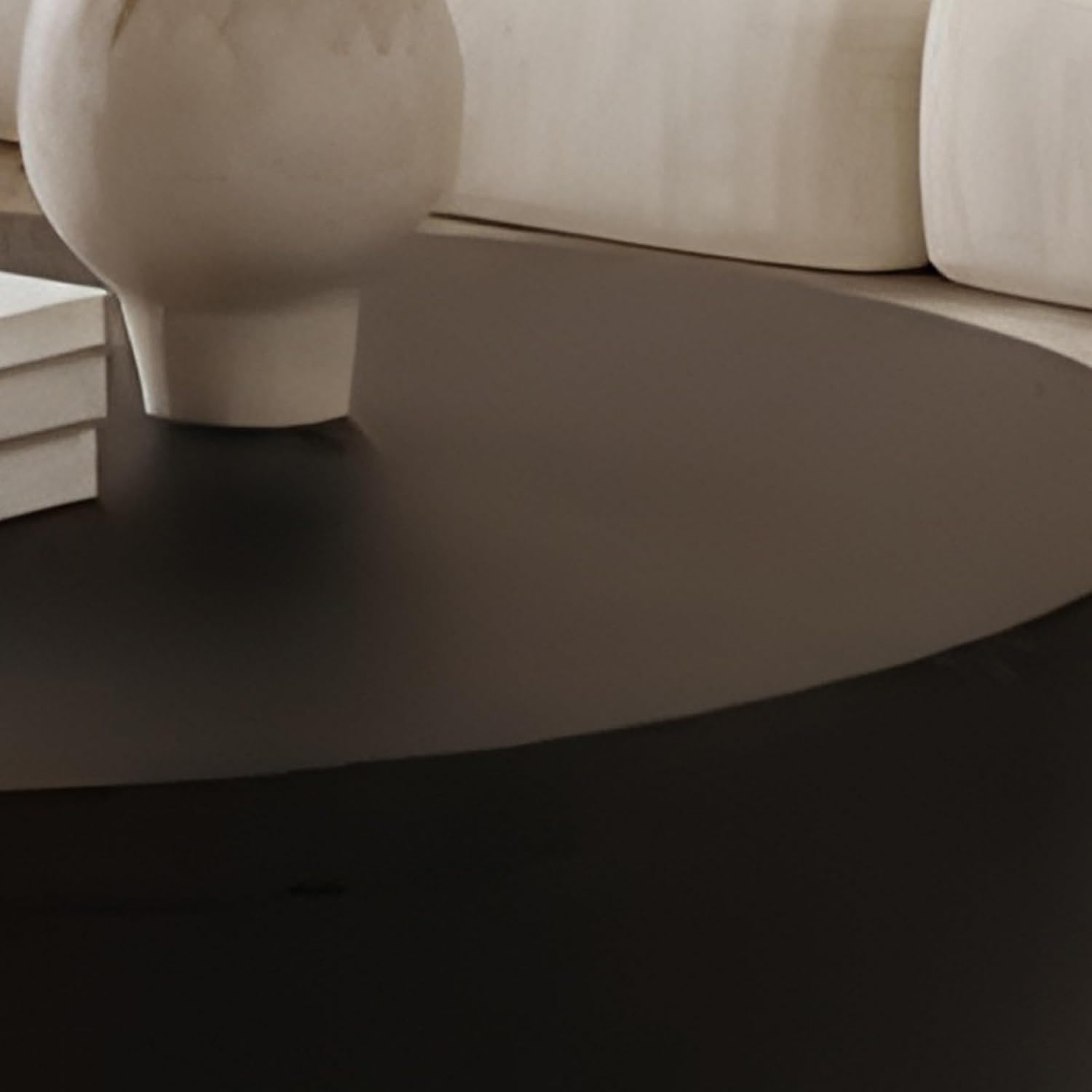 Round Coffee Table Set of 2, Nesting Coffee Tables with Storage, Living Room Table Set, Modern Wood Center Table for Living Room, Apartment, 31.5' & 18' Accent Table Set, Black