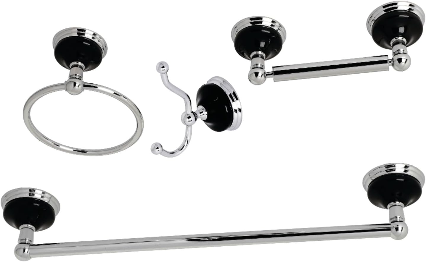 Kingston Brass BAK9112478C Water Onyx 4-Piece 18-Inch Towel Bar Bathroom Accessory Set in Polished Chrome
