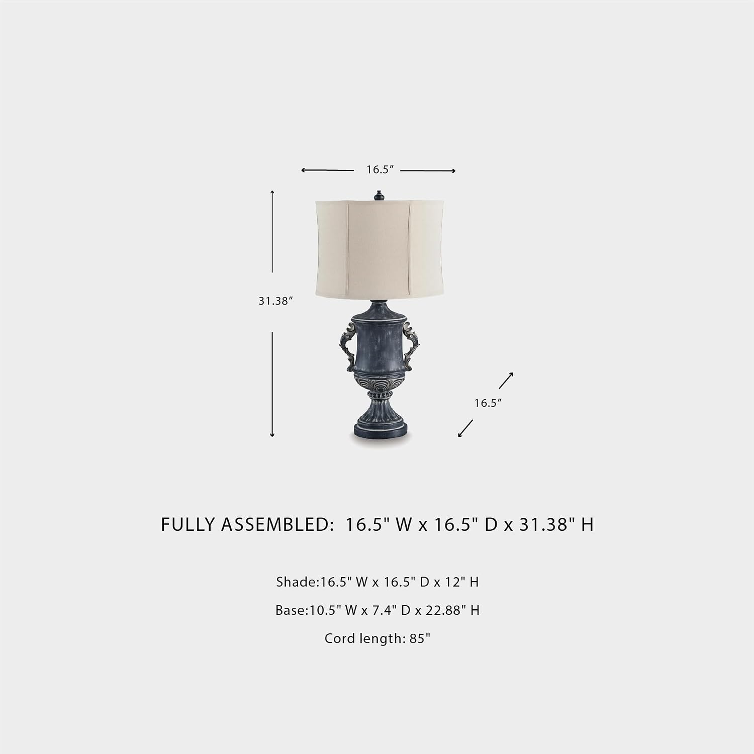 Signature Design by Ashley Morvanford Vintage Polyresin Table Lamp with 3-Way Switch, Black