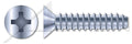 (2500 pcs) 1/4'-14 X 3/4', Self-Tapping Sheet Metal Screws, Type B, Flat Phillips Drive, Steel, Zinc Plated