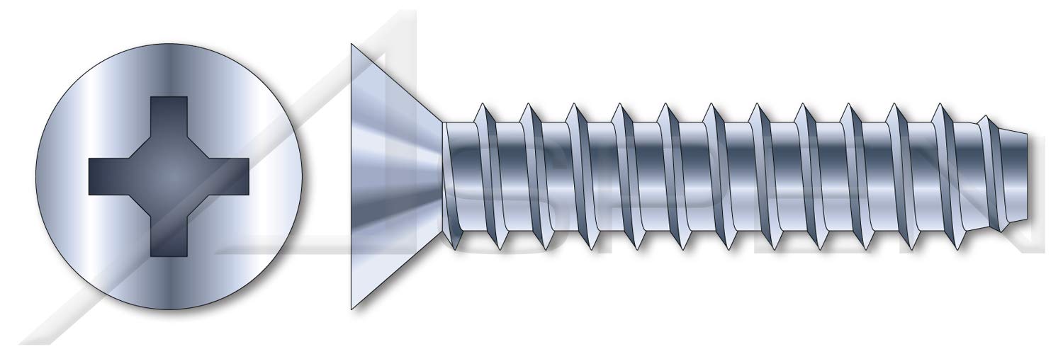 (5000 pcs) #12-14 X 3/4', Self-Tapping Sheet Metal Screws, Type B, Flat Phillips Drive, Steel, Zinc Plated