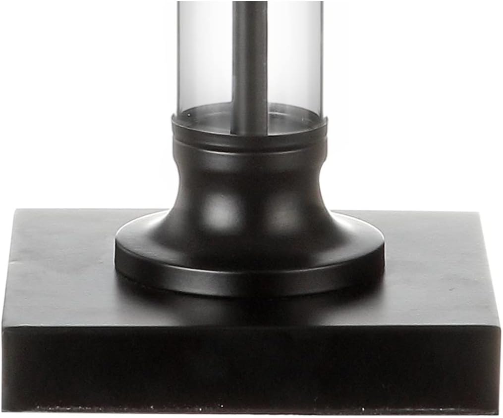 JONATHAN Y 30' Black/Clear Glass and Metal Column Table Lamp Set of 2 for Living Room Bedroom, Traditional Iron Base with White Linen Drum Shade, LED Bulbs Included JYL1008A-SET2
