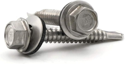 #14 Stainless Steel Hex Head Roofing Screws with Sealing Washer Self Drilling Stainless Steel Roofing Screws #14 x 1 inch Qty 1,000