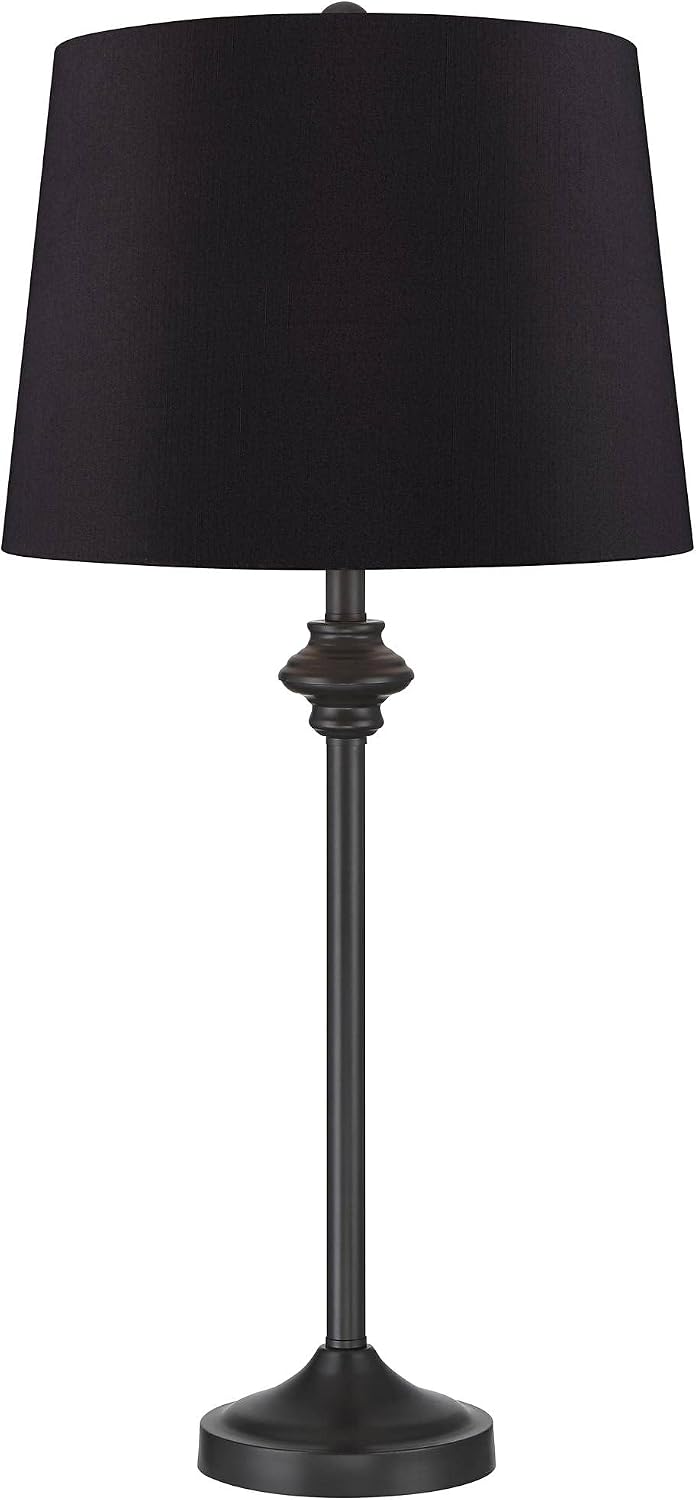 360 Lighting Lynn Modern Industrial Buffet Table Lamps 26' Tall Skinny Set of 2 Dark Bronze Brown Metal Black Faux Silk Drum Shade for Living Room House Home Dining Office Entryway Family Decor